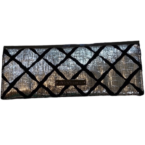 BCBGeneration Handbags - BCBGeneration | Silver Black Envelope Metallic Clutch